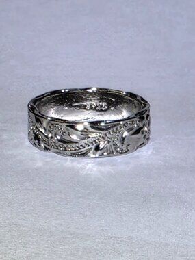 Men's Ring 925 Silver Plated Size 10